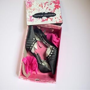 Chinese Laundry Black Satin Heels NWT